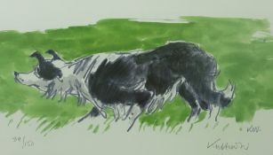 After SIR KYFFIN WILLIAMS RA coloured limited edition (89/150) print - 'Mott the Sheepdog', signed