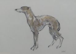 SIR KYFFIN WILLIAMS RA watercolour - study of a standing whippet or lurcher, signed, 27 x 38cms