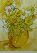 DAVID GROSVENOR coloured limited edition (50/200) print - flowers in a vase, signed, 37 x 27 cms and