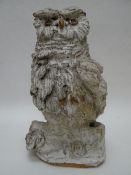 PAULINE HARRIES (Newport, Pembs) industrial stoneware pottery - study of an owl perched on a