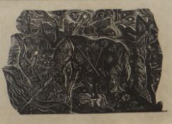 DAVID JONES wood engraving - entitled verso on Goldmark Gallery label 'He Frees the Waters', from