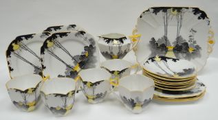 A nineteen-piece Shelley part-tea service in the 'Tall Trees' pattern