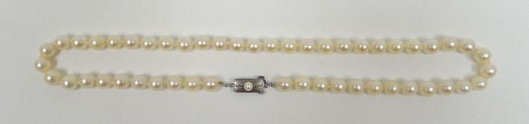 A single strand necklace of 50 cultured-pearls, 44cms long