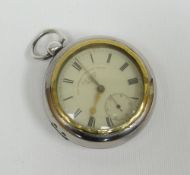 A silver encased pocket watch, 'THE EXPRESS ENGLISH LEVER'; together with a white-metal outer-case