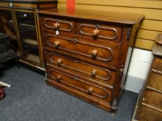 A mahogany chest of three long and two short drawers, circa 1880s, 102cms