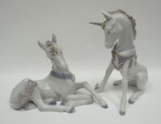 Two Lladro unicorn models, impressed No. 5826 to the base of one