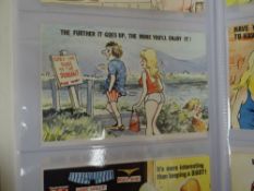 Five albums containing approximately 600 vintage British bawdy seaside postcards including Donald