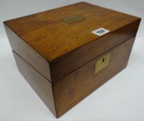 A small nineteenth century writing box with brass escutcheon and fitted interior, 26cms
