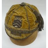 An 1894-1902 Cardiff RFC cap for rugby icon Gwyn Nicholls (1874-1939), in felt with gold braiding