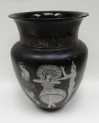 A Murano glass vase with flared neck in the Romanesque-style, decorated with figures and Grecian-key