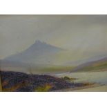 BEN GRAHAM watercolour - misty mountainous landscape with sheep, entitled 'near Princetown,