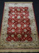 Red ground Kashmir rug, Ziegler design, 170 x 120 cms