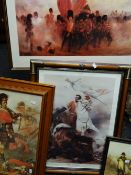 A quantity of mainly Waterloo-related framed prints