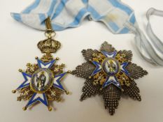 A Serbian Order of St. Sava Grand Officer breast star and neck badge with ribbon