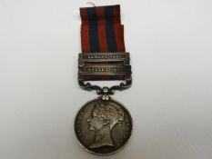 India General Service Medal with Hazara 1891 and Samana 1891 clasps to 3518 R. Mills, 1st Bn. K.R.