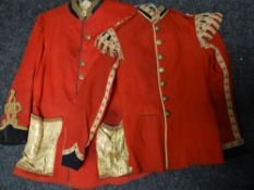 Two finely embroidered Victorian scarlet tunics