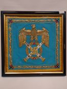 A Third Reich Nazi Field Marshall's framed embroidered car pennant