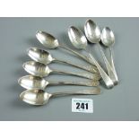 A parcel of eight mixed silver tea and coffee spoons, 4.5 ozs