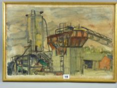 FREDA PRESTON watercolour - farm machinery, signed, 38 x 56 cms