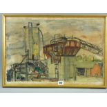 FREDA PRESTON watercolour - farm machinery, signed, 38 x 56 cms