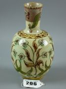 A Della Robbia vase decorated by Enid Woodhouse, baluster shape with incised floral and leaf