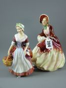 Two Royal Doulton figurines 'Her Ladyship' RD842480, 18 cms high (hairline crack in base) and 'Prue'