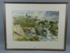 KEITH ANDREW watercolour - river and hilltop farm, signed and dated 1991 and entitled verso 'Afon