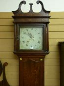 A 19th Century and later longcase clock, the 12 ins dial set with Roman numerals, painted