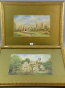 L RATCLIFFE watercolours, a pair - Rhuddlan Castle scenes, signed and dated 1882, 21 x 36 cms and