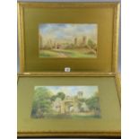 L RATCLIFFE watercolours, a pair - Rhuddlan Castle scenes, signed and dated 1882, 21 x 36 cms and