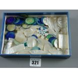 An excellent large parcel of mother of pearl counters, mixed shapes and patterns