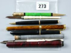 Fountain pens - a Parker Lady fountain pen, a Parker No. 3 propelling pencil, the case for a