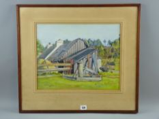 R E S RAMSAY watercolour - farm buildings, signed and dated 1933, 32.5 x 41 cms