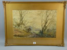 ARTHUR SUKER watercolour - treescape and path, signed and indistinctly dated possibly 1876, 32 x