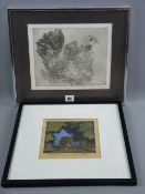 SUSAN SANDS limited edition (10/75) print - study of a hen protecting her three chicks, signed and