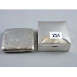 A square silver bound lidded cigarette box, Birmingham 1922 and a gentleman's cigarette case with