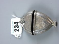 A heart shaped floral bright cut Dutch silver salts? container, 1.2 ozs