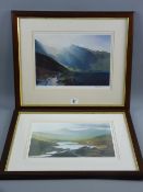 ROB PIERCY two coloured prints - 'Cwm Idwal', 20 x 29.5 cms and 'Snowdon & Dyffryn Mymbyr', 20 x