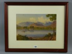 W T LONGMIRE watercolour - lake scene with boats and figures, signed and dated 1908 and entitled '