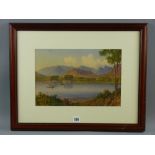 W T LONGMIRE watercolour - lake scene with boats and figures, signed and dated 1908 and entitled '