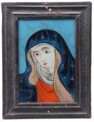 Hinterglasbild. Südd. 19. Jh. Hl. Anna. Tempera/Glas. Rahmen. H: 19,5 x 14 cm. Start Price €100