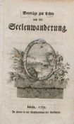 Beyträge zur Lehre von der Seelenwanderung. Leipzig, 1785. Karton. Nicht kollationiert. Start