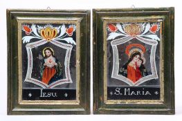 Paar Hinterglasbilder. Buchers/Böhmen, Anfang 19. Jh. S. Maria und Jesus. Tempera auf