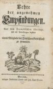 Lehre der angenehmen Empfindungen. Jean Louis Lévesque de Pouilly, Berlin, 1751. Karton. Nicht