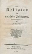 Religion im achtzehnten Jahrhundert. Christoph Christian Sturm. Sieghartstein, 1783. Karton. Nicht