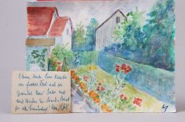 Jodl, Luise Katharina, geb. v. Benda. 1905-1998. Konvolut acht versch. Aquarelle. Ehefrau von