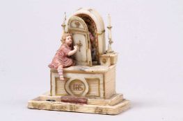 Wachsstock Altar. Modelliert und bemalt. H: 16,5 cm. Besch. Start Price €60