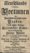 Teutschlands Galante Poetinnen Mit Ihren sinnreichen und netten Proben... Frankfurt am Mayn, 1715.