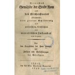 Neuestes Gemälde der Stadt Rom und des Kirchenstaates überhaupt.....Lübek 1793. Nicht kollationiert.