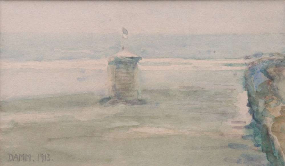 Damm, Walter Ferdinand. Dresden 1889-1961 Bad Elster. Zwei Aquarelle. Einsamer Strandkorb und Bad